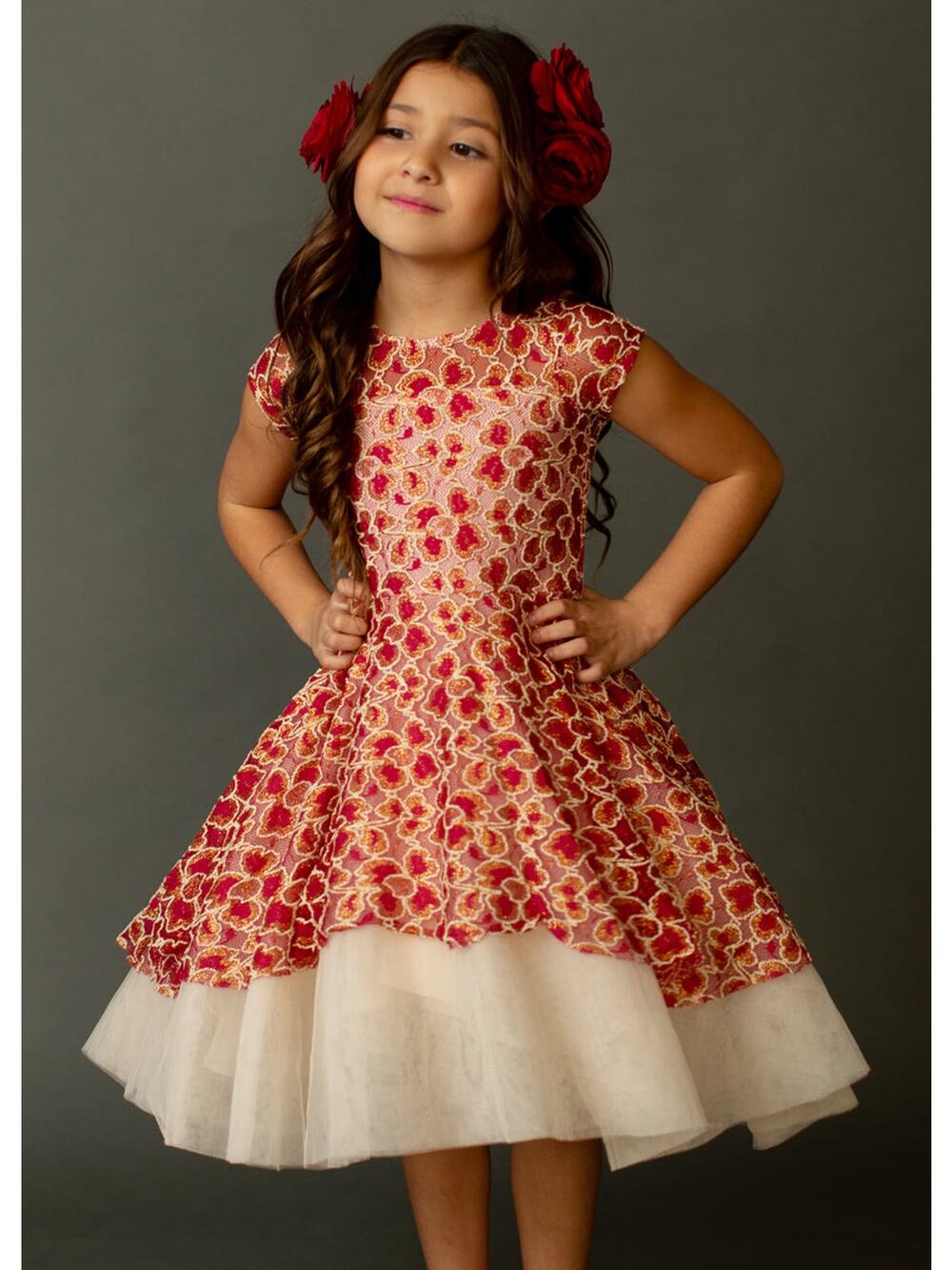 Joyfolie Mia Joy Annalise Petticoat Dress Scarlet Metallic Girl’s Size 6